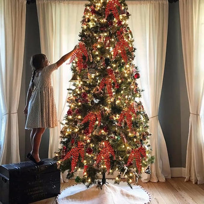 DILATATA 6Pcs Christmas Glitter Leaves Boston Fern Leaves 25" Artificial Red Fern Leaf Picks Sprays Giltter Stems for Christmas Tree DIY Xmas Wreath Garland Home Decor - Red