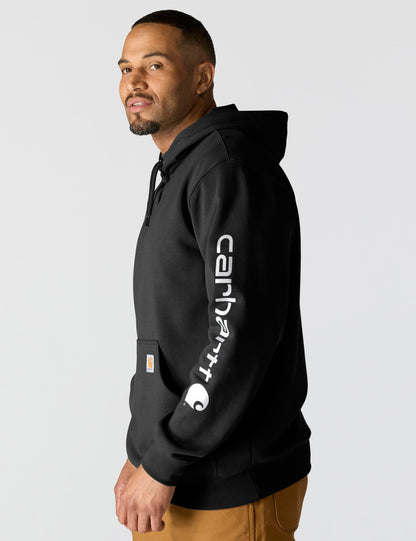 Carhartt Mens Loose Fit Midweight Logo Sleeve Graphic Fashion Sweatshirts, Black, X-Large US