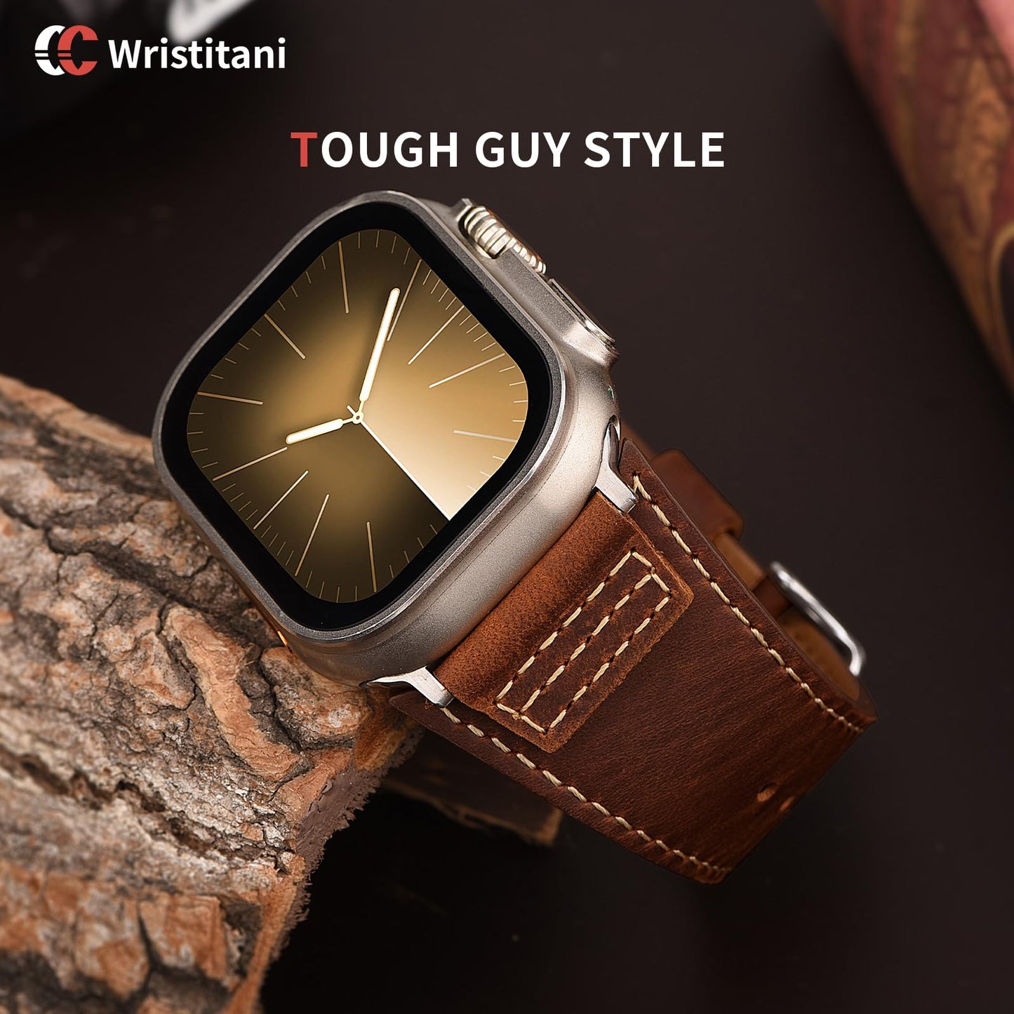 Wristitani Leather Bands Compatible With Apple Watch Band Ultra 3/2/1, 49mm 46mm 45mm 44mm 42mm For Men, Top Genuine Leather Replacement Vintage Strap for iWatch SE3/2/1 Series 11 10 9 8 7 6 5 4 3