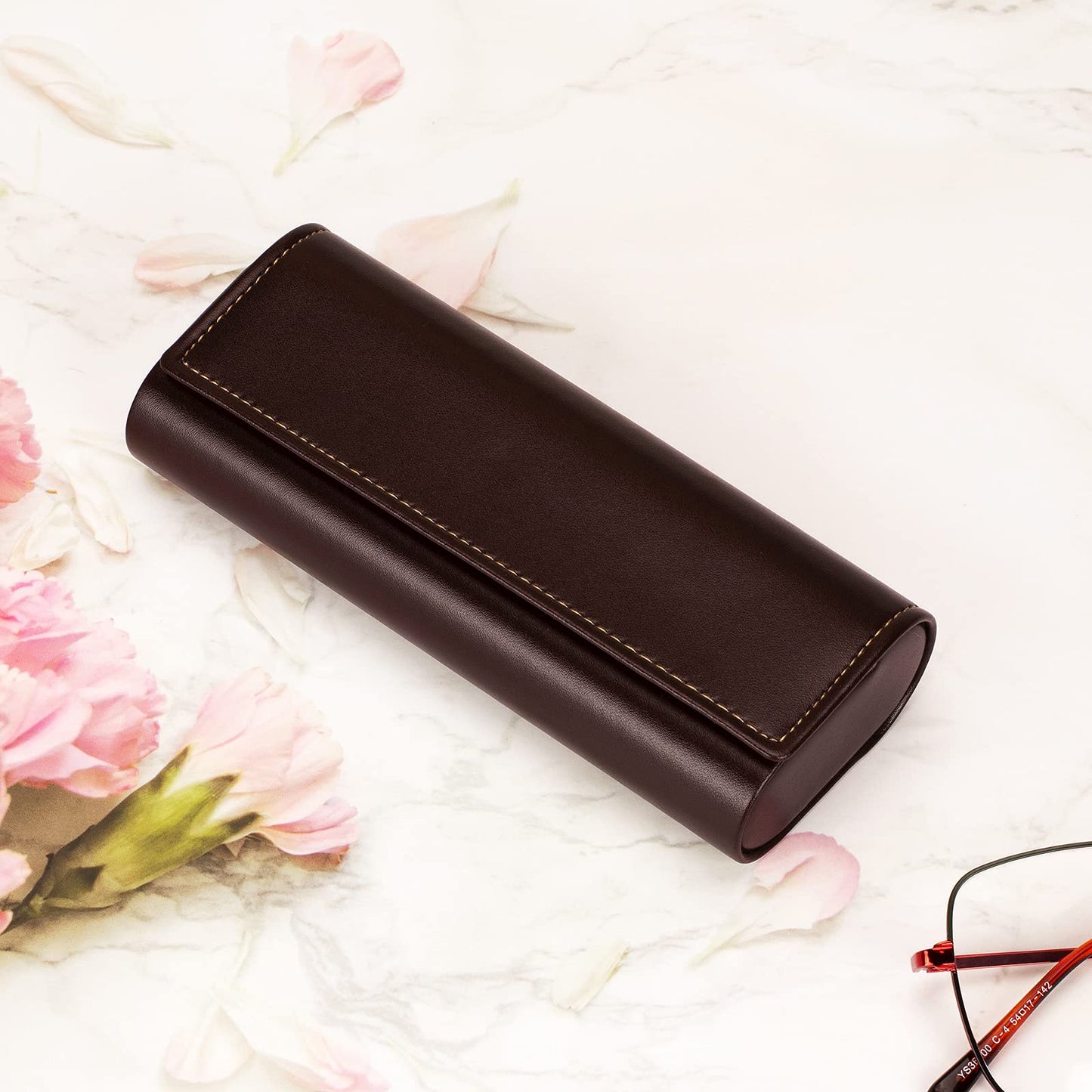 Vemiss Hard Shell Eyeglass Cases, Lightweight Portable Glasses Case for Women Men (Z-brown)