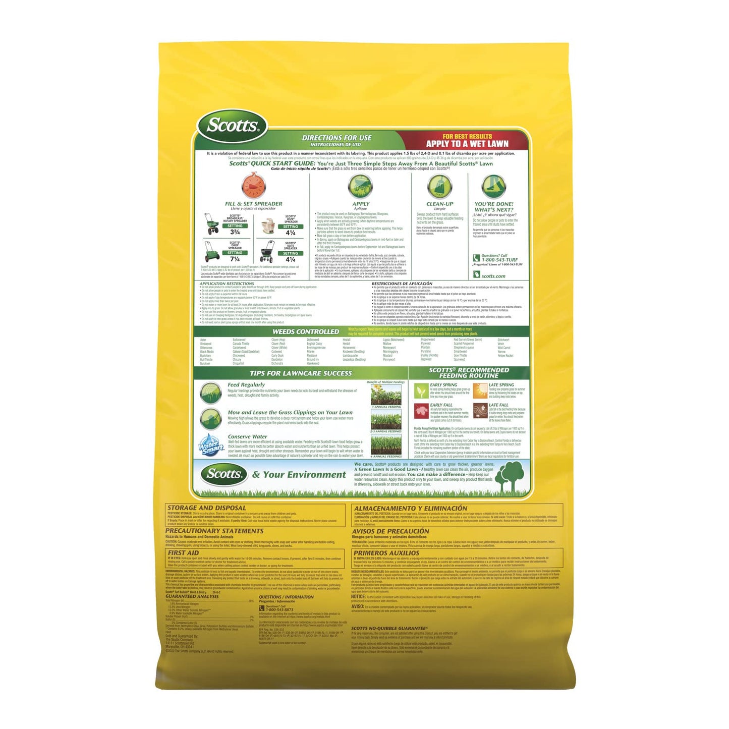 Scotts Turf Builder Weed & Feed5, Weed Killer and Lawn Fertilizer, Controls Dandelion, Clover and More, 4,000 sq. ft, 11.32 lbs.