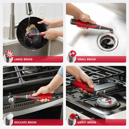 Rubbermaid Reveal Power Scrubber 18-Piece Kit, Cordless Electric Battery Powered Scrub Brush, Water Resistant, for Home/Kitchen/Bathroom/Grout/Tile/Shower/Tub