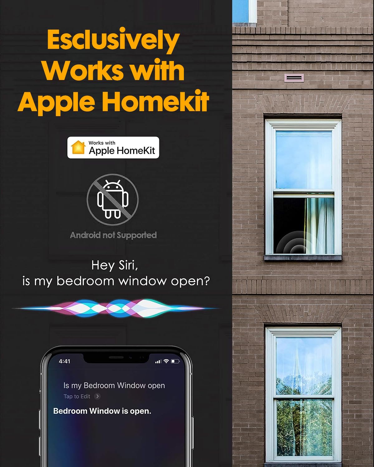 VOCOlinc Door Alarm Magnetic Window Locks Contact Sensor Wireless Smart Doorbell Chime No Hub Required ONLY Works with Apple HomeKit Home Security Bluetooth Low Energy Remote Access