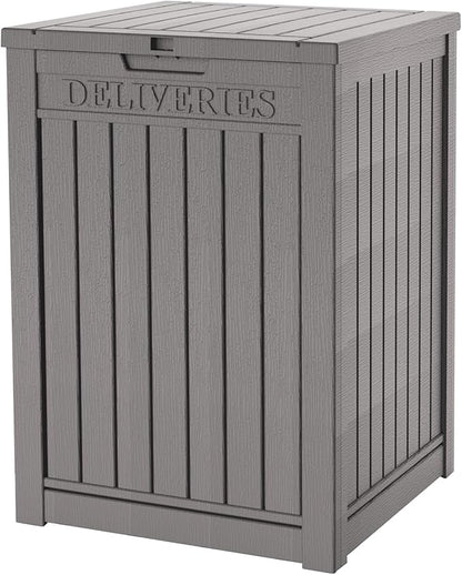 55 Gallon Outdoor Storage Box Waterproof Lockable Resin Deck Box Large, Patio Storage Bin for Pool Accessories Cushion Furniture, Garden Tools, UV-Resistant Outside Delivery Grey