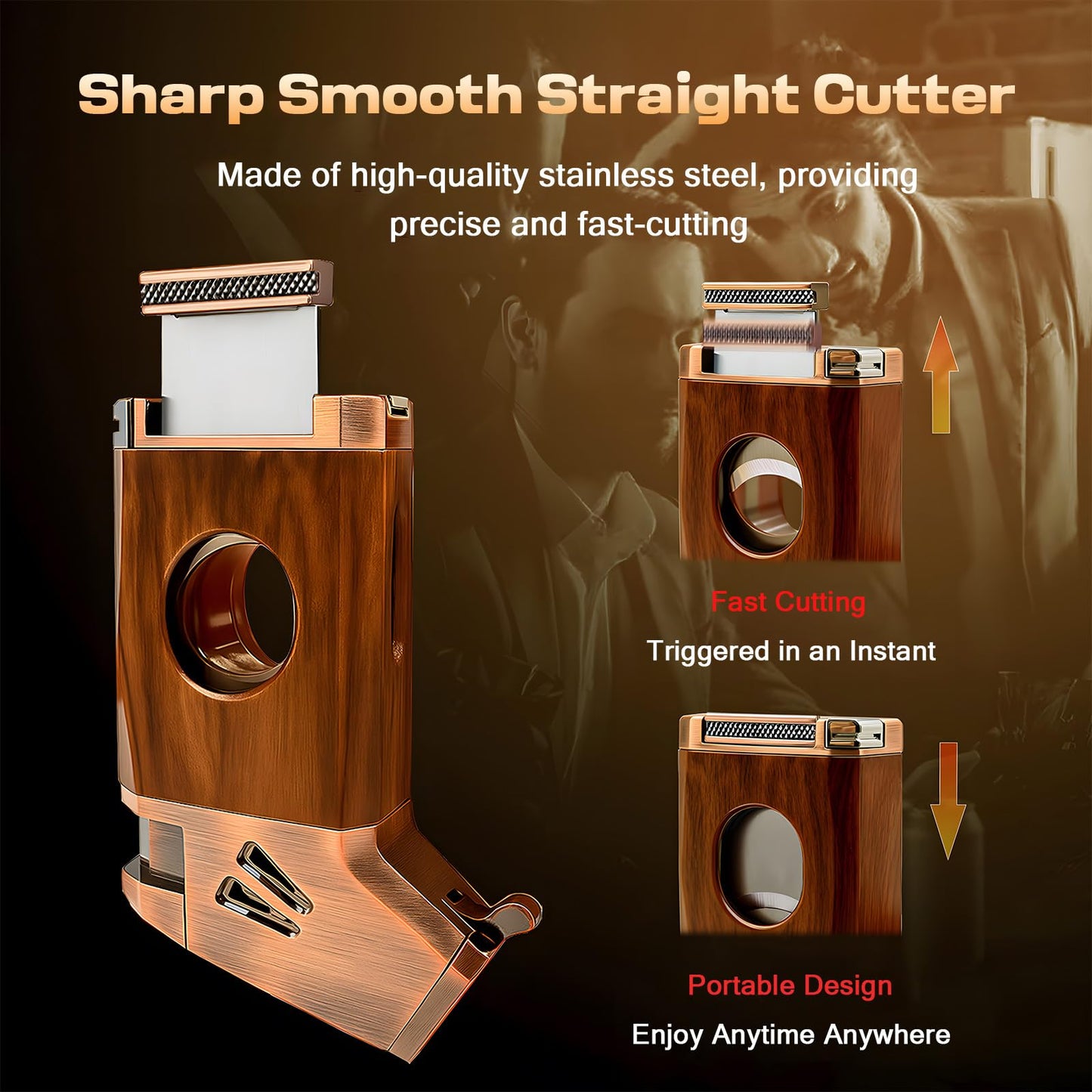 VloEssic Butane Torch Lighter Built-in Cutter, Punch, Holder, Draw Enhancer, Jet Flame Butane Refillable Lighter, Windproof Jet Lighter Adjustable, 5-in-1 Cool Lighters Gift for Men (Without Gas)