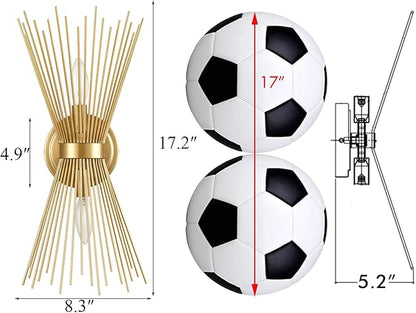 YUBOLE Brass 2-Light Vanity Light Mid-Century Modern Starburst Wall Sconce Lamp Sunburst Sconce Art Decor