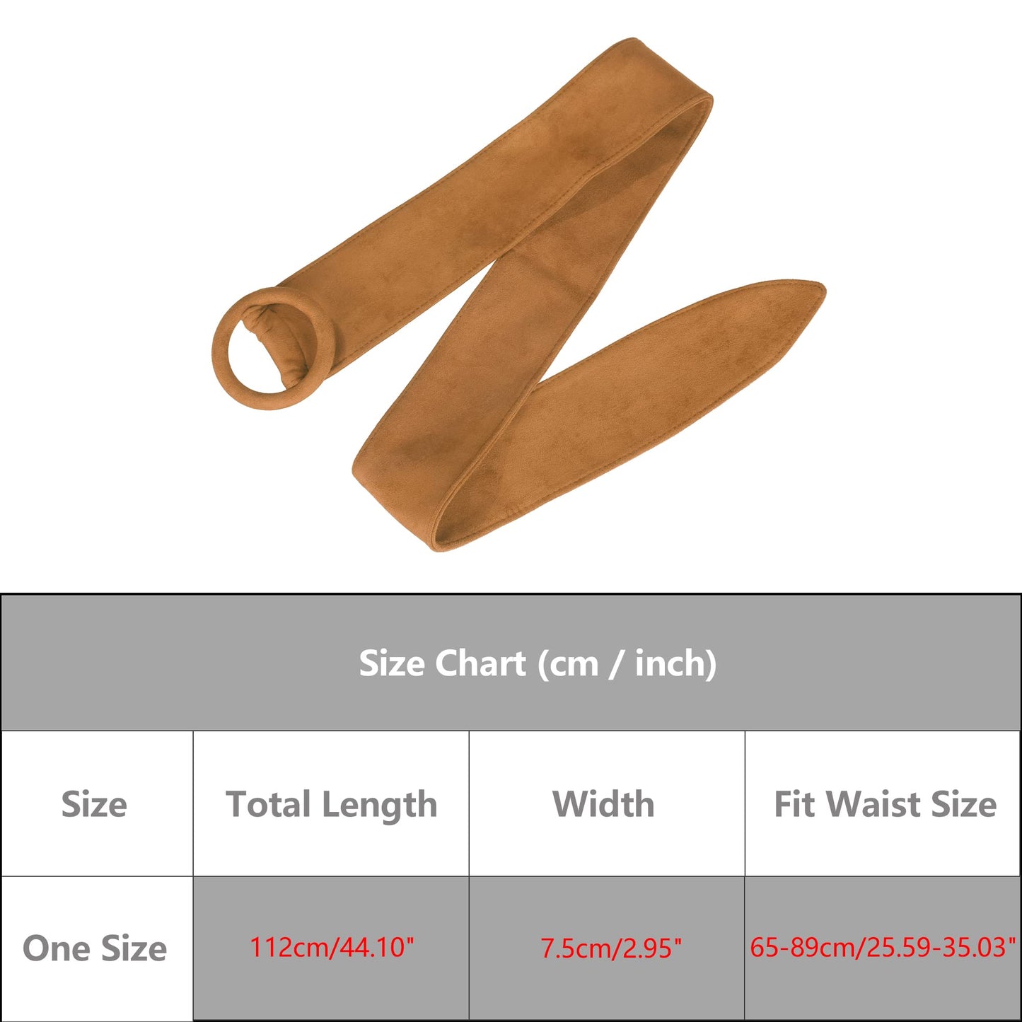 Elerevyo Ladies Solid Wide Waist Belt, Vintage Round Buckle Obi Cinch Wide Belts Waistband for Dress 65-89cm/25.59-35.03" Brown