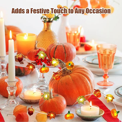 Fall Lights 10Ft 30 LEDs Fall Decorations Battery Operated Acorn 3D Pumpkin Maple Leaf String Lights for Home Autumn Garland Harvest Thanksgiving Party Christmas