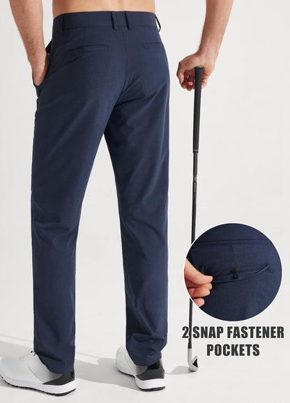 Libin Men's All Day Comfy Golf Pants Work Dress Pants 34" Quick Dry Lightweight Business Casual Trousers for Men with Pockets, Navy Blue, 40W x 34L