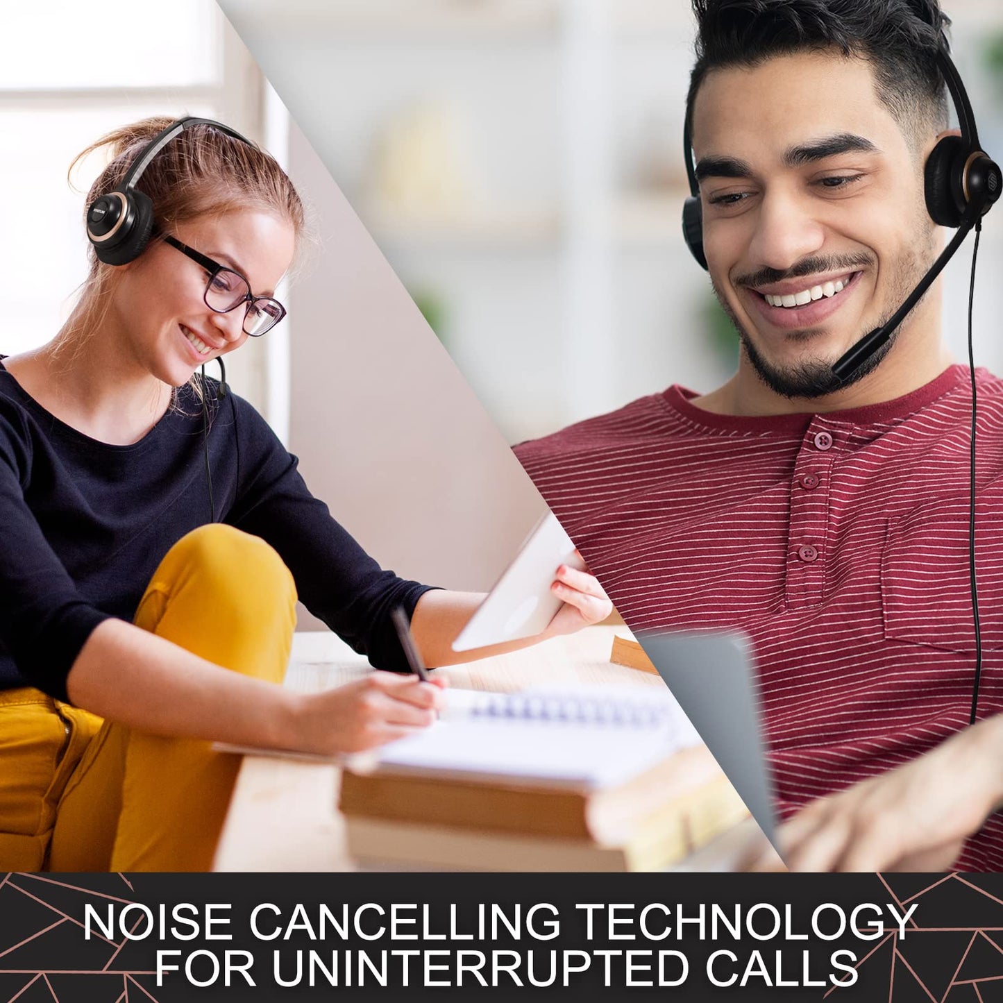 Sonitum Headset with Microphone - Noise Canceling Computer Headset for Office, Meetings, Chat- Comfortable Over-Ear PC Headphones with Rotating Mic- 3.5 Jack for Universal Connectivity (1 Pack)