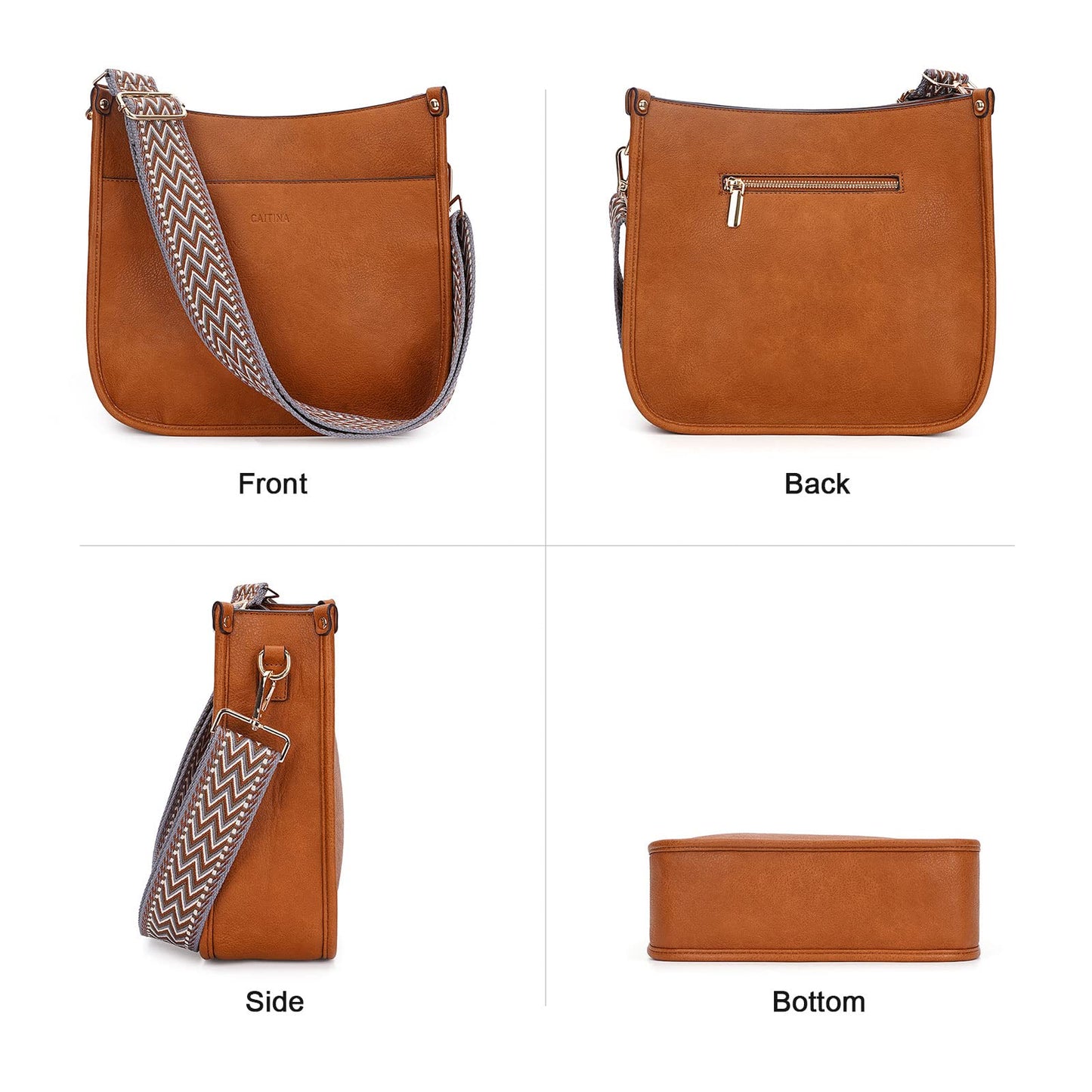 Caitina Crossbody Bag For Women Vegan Leather Hobo Handbag Designer Crossbody Bucket Bag Shoulder Purse For Women with 2 Adjustable Strap(DreamyBrown