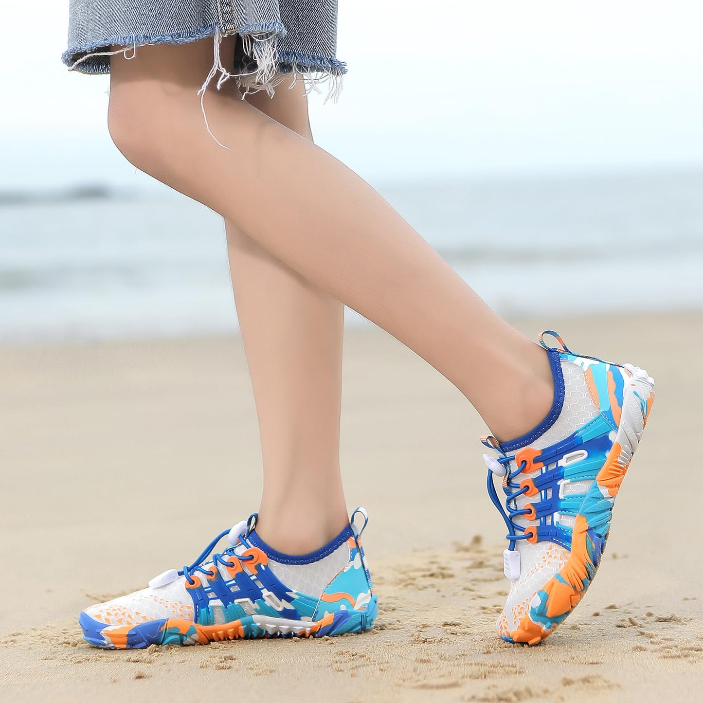 ANYUETE Kids Water Shoes Boys Girls Quick Dry Aqua Socks Barefoot Beach Pool Swim White 11.5 Little Kid