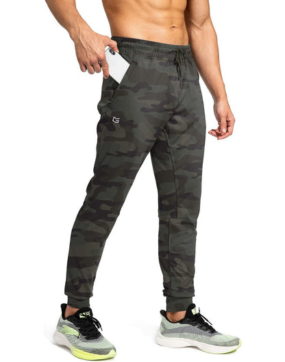 G Gradual Men's Sweatpants with Zipper Pockets Athletic Pants Traning Track Pants Joggers for Men Soccer, Running, Workout(Green Camo,XXL)