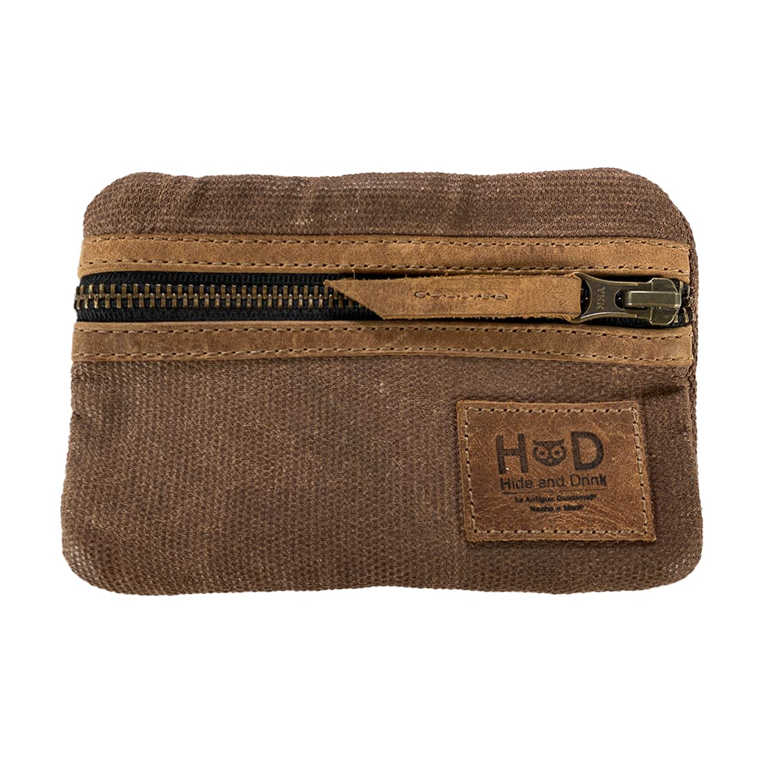 Hide & Drink, Multi-Tool Pocket Pouch, Compact Multipurpose EDC Zippered Bag, Mini Camping Tool Case, Waxed Canvas, Knife Holster, Handmade Slim Organizer, Honey Bourbon