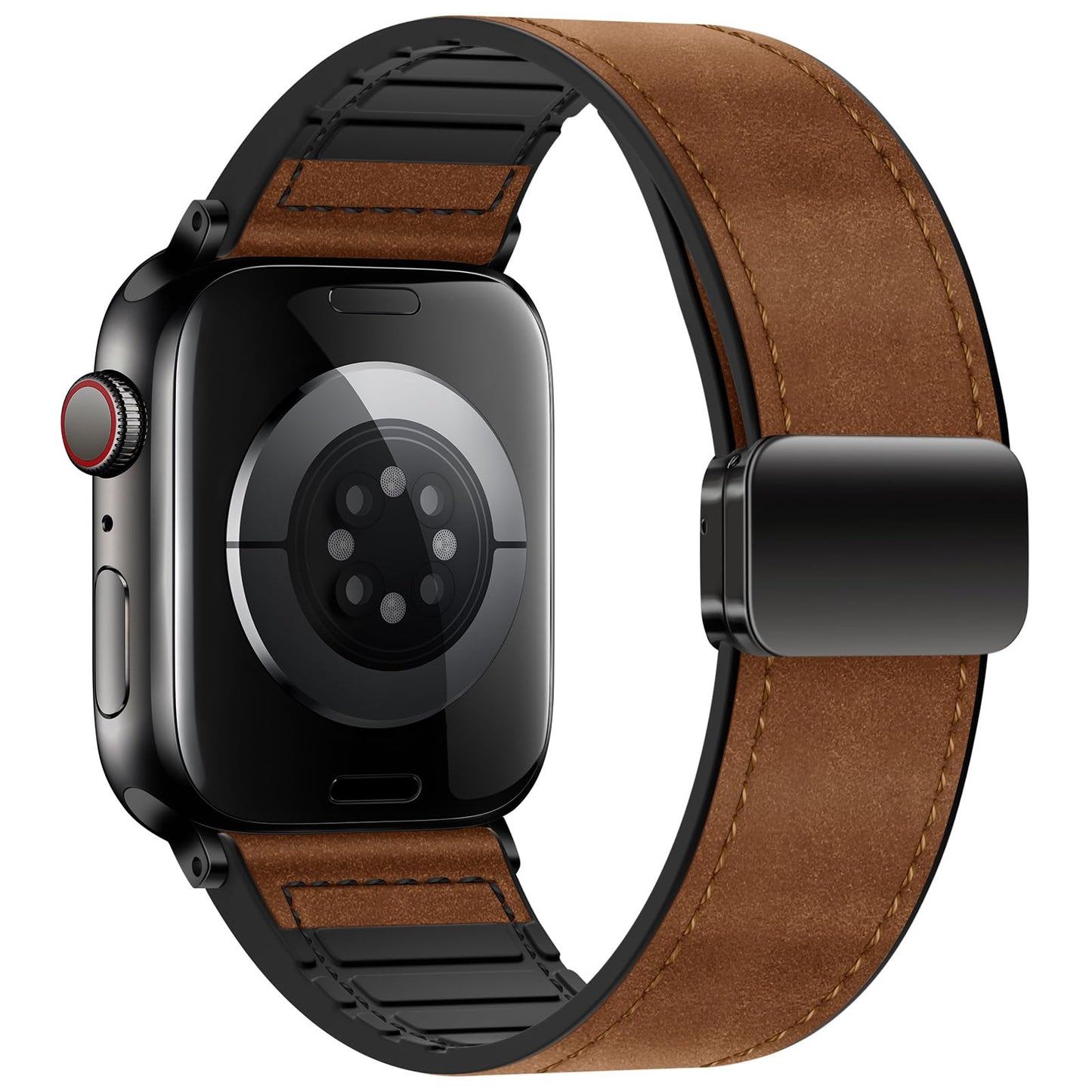 Eweison Genuine Leather Band Compatible with Apple Watch Band 44mm 45mm 46mm 49mm for Men Women,Adjustable Magnetic Strap Top Grain Leather Wristband for iWatch Series 11 10 9 8 7 6 SE 5 4 Ultra 3 2 1