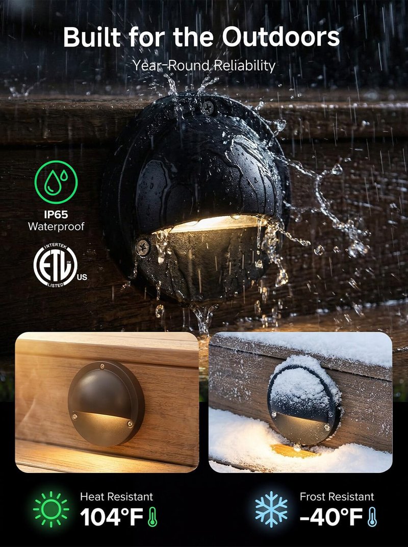 Varmtalys Low Voltage RGBCW Black Deck Light, 12V Bluetooth Mesh Smart Outdoor Landscape Lighting with App & Remote Control, Replaceable G4 Bulb, IP65 Waterproof Aluminum for Step Stair Fence, 1 Pack
