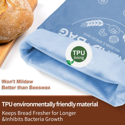 Bread Bags for Homemade with Beeswax Wrap - Zipper Reusable Bread Bag for Sourdough 2-Pack, Reusable Food Storage Bag to Keep Sourdough Fresh, Freezer-Safe, Eco-Friendly (Orange&Grey)