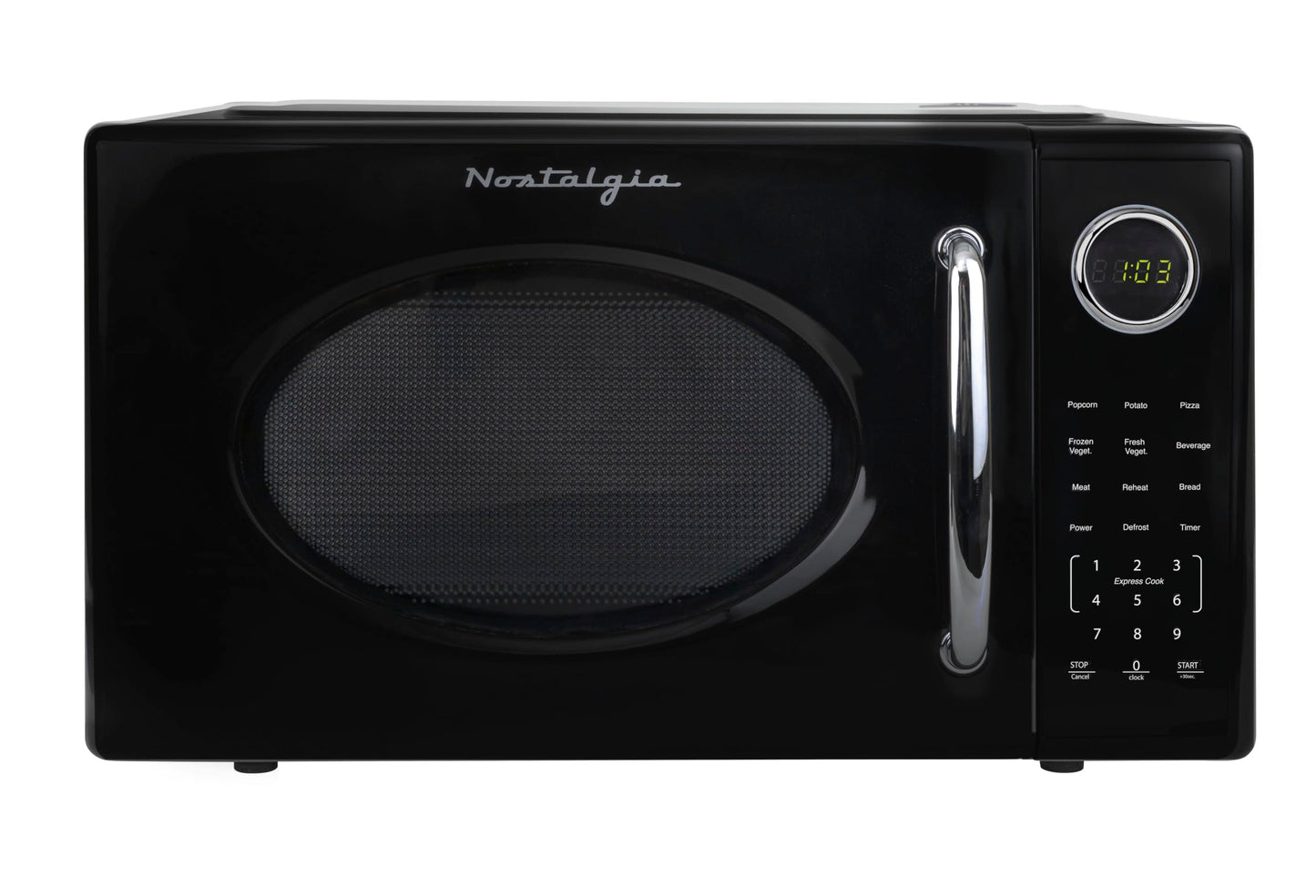 Nostalgia Retro Microwave Oven - 0.7 Cu Ft, 700-Watt Countertop Size with Glass Turntable, Child Safety Lock, 8 Auto-Cook Programs, Digital Clock - Aqua