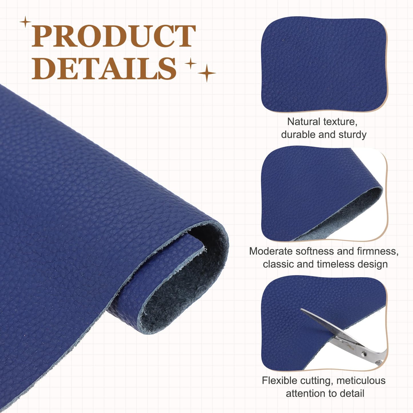 MECCANIXITY Thick Full Grain Leather Sheet, 23.6 x 11.8 Inch Natural Cow Leather 1.5-1.8 mm Fabric Pieces for DIY Craft Furniture Office Belts Notebook Covers,Dark Blue