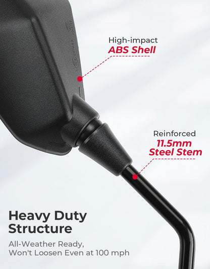 KEMIMOTO Universal Motorcycle Mirrors, Convex Handlebar Rear View Side Mirror with M8 M10 Bolt, Compatible with Bike, Scooter, ATV, UTV, Dirt Bike and More