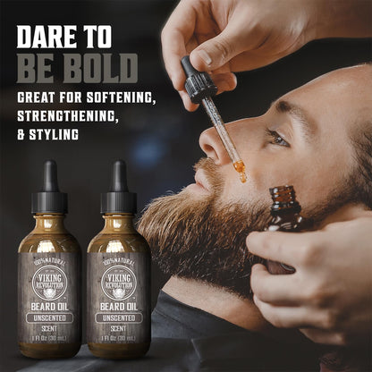Viking Revolution Sandalwood Beard Oil for Men - Natural Mens Beard Oil with Argan Oil and Jojoba Oil - Beard Softener, Strengthens and Moisturizes - Beard Conditioner for Men (Sandalwood, 1 Pack)