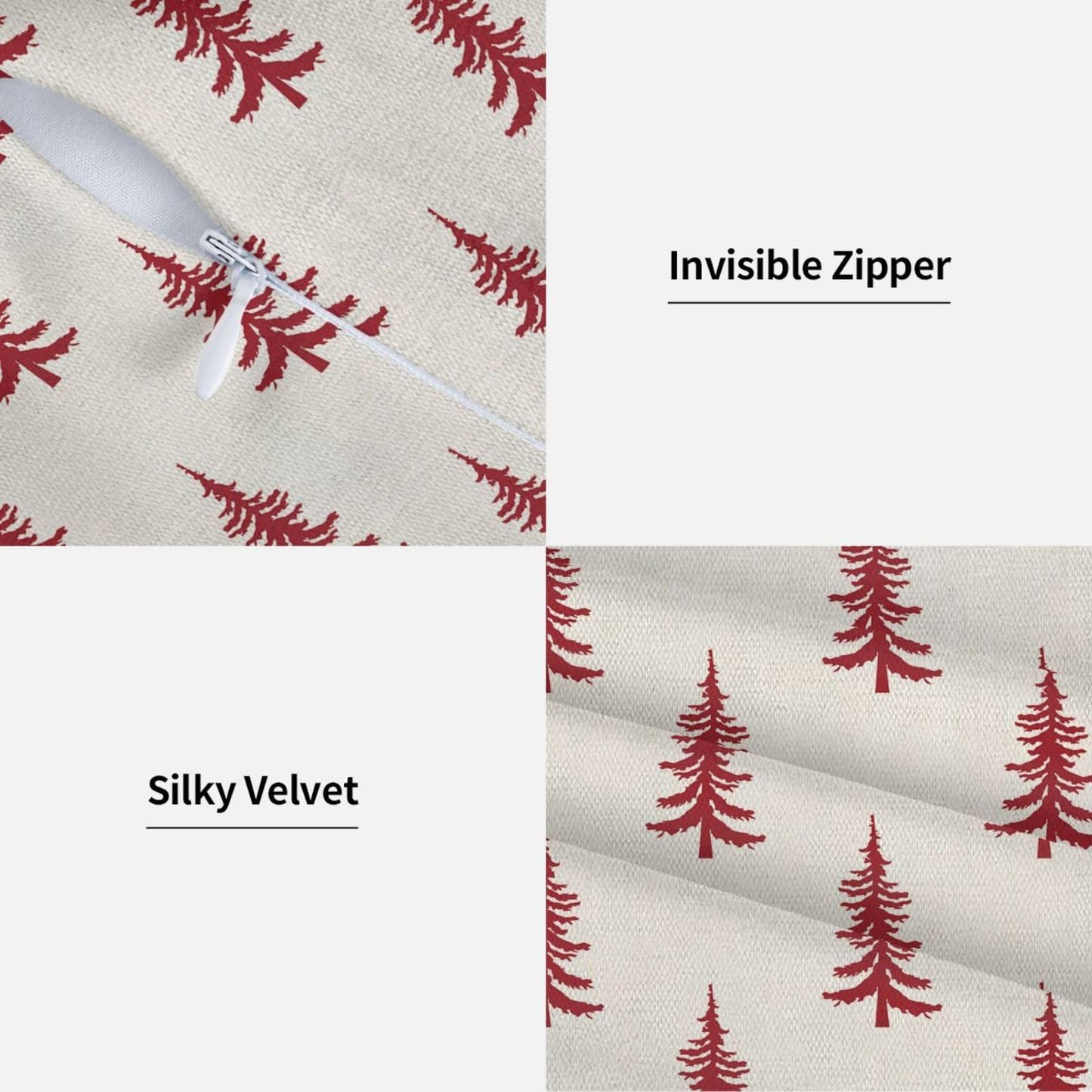 Sunshineyan Christmas Pillow Covers 22 x 22 Inch Set of 2, White Red Chirstmas Tree Decorations Throw Pillow Covers Outdoor Winter Holiday Farmhouse Xmas Cushion Case Linen Square for Home Couch Sofa