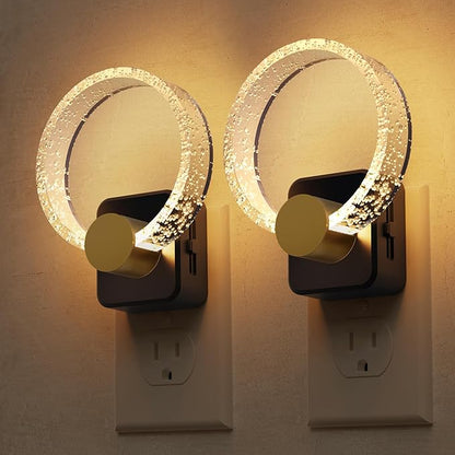 L LOHAS LED Night Lights Plug into Wall, 2 Pack Plug in Night Lights with Light Sensor, 3000K Soft White, 0-100LM Brightness Adjustable, Bubble Nightlight for Bathroom Bedroom Hallway