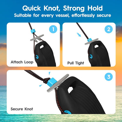 AWEMUFA 4 Pack EVA Boat Fenders for Docking, Large Boat Bumpers for Docking Upgraded Black Boat Buoys Bumpers, Fit for Pontoon, Bass, Deck and Jon Boat