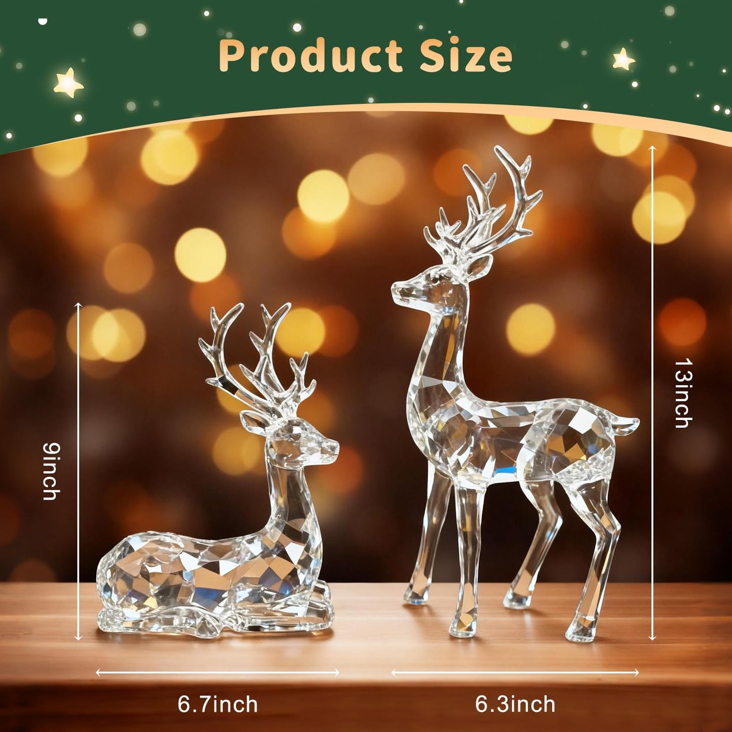 EverZenHub Christmas Reindeer Figurines - Resin Deer Statues for Home Décor, Xmas Tabletop Decor, Fireplace Mantel, Shelf & Cabinet Ornaments (Set of 2 Elk Sculptures)