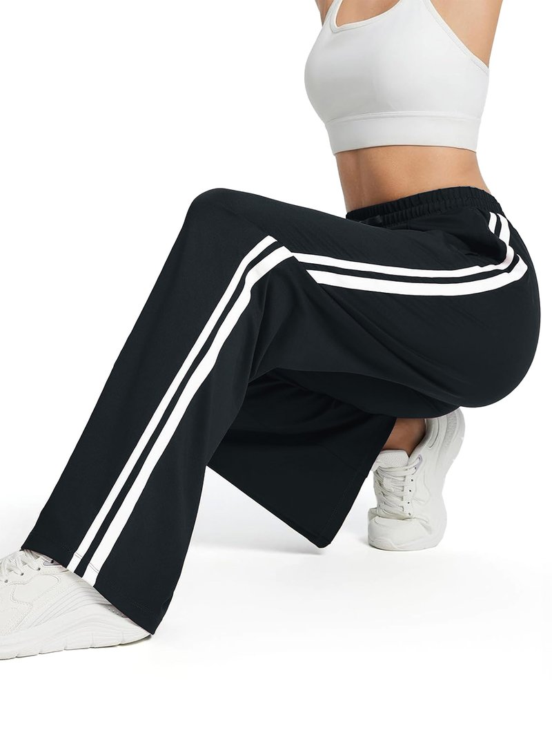 Tapata Women's 34" Inseam Tall Track Pants Loose Straight Leg Jogging Sweatpants Warm-Up Sports Athletic Running, Black, L