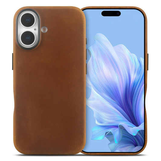 QUARK Genuine Leather Case for iPhone 17 (6.3 inch) Fit for MagSafe, Vintage Crazy Horse Cases with Soft Fiber Lining, Slim Cowhide Protective Cover with Microfiber Lining,Saddle Brown