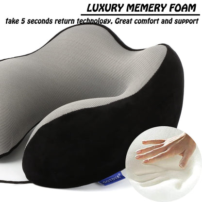 Travel Pillow,Travel Neck Pillows for Sleeping,100% Pure Memory Foam Soft Comfort & Support Pillow for Airplane/Car/Office&Home Rest Use-Pink