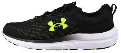 Under Armour Men's Charged Assert 10 Shoes, (004) Black/Black/High Vis Yellow, 10.5 X-Wide