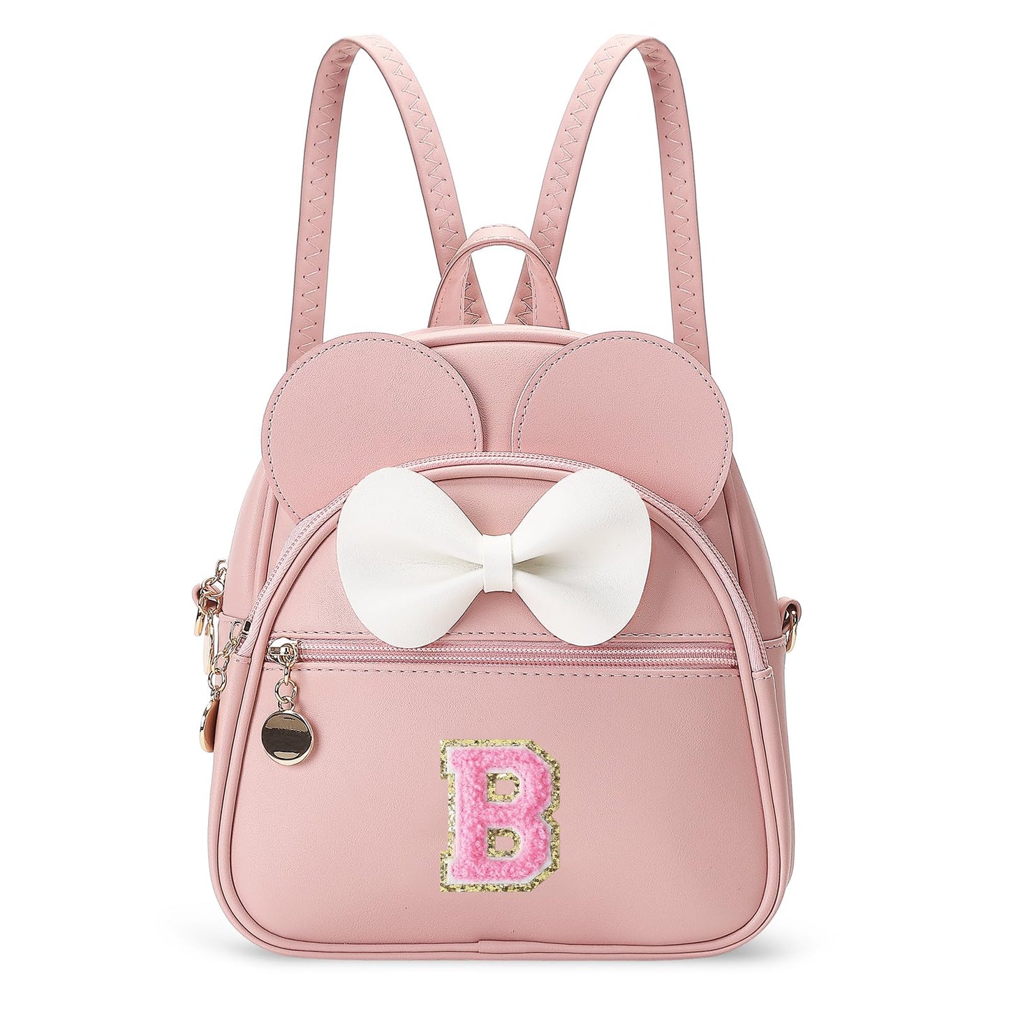VLJTM Birthday Gift for 2 3 4 5 6 7 8 9 10 Year old Girls Personalized Initial Toddler Mini Backpack Purse for Kids-Pink-B