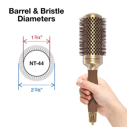 Olivia Garden NanoThermic Ceramic + Ion Round Thermal Hair Brush - Not Electrical - Professional Blowout Brush for Normal to Thick Hair