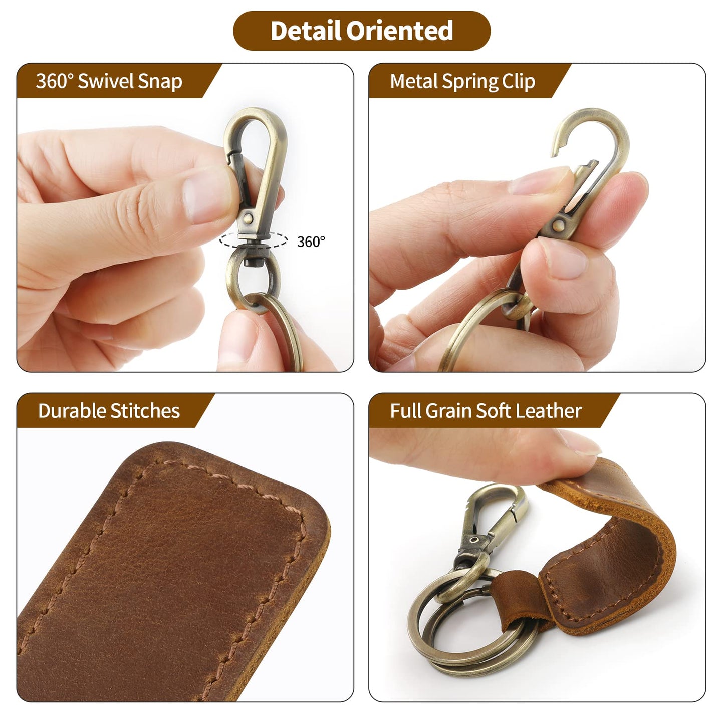 Jack&Chris Genuine Leather Car Keychain, Universal Key Fob Keychain, Leather Key Chain Holder for Men and Women, JC306…