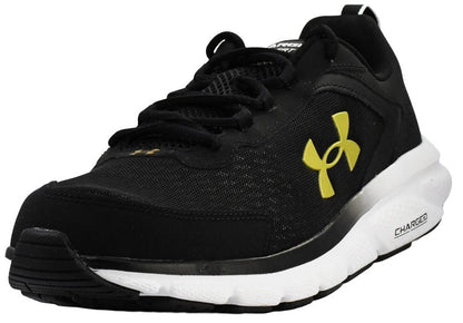 Under Armour Men's Charged Assert 9 Running Shoe, Black/White/Gold,8.5