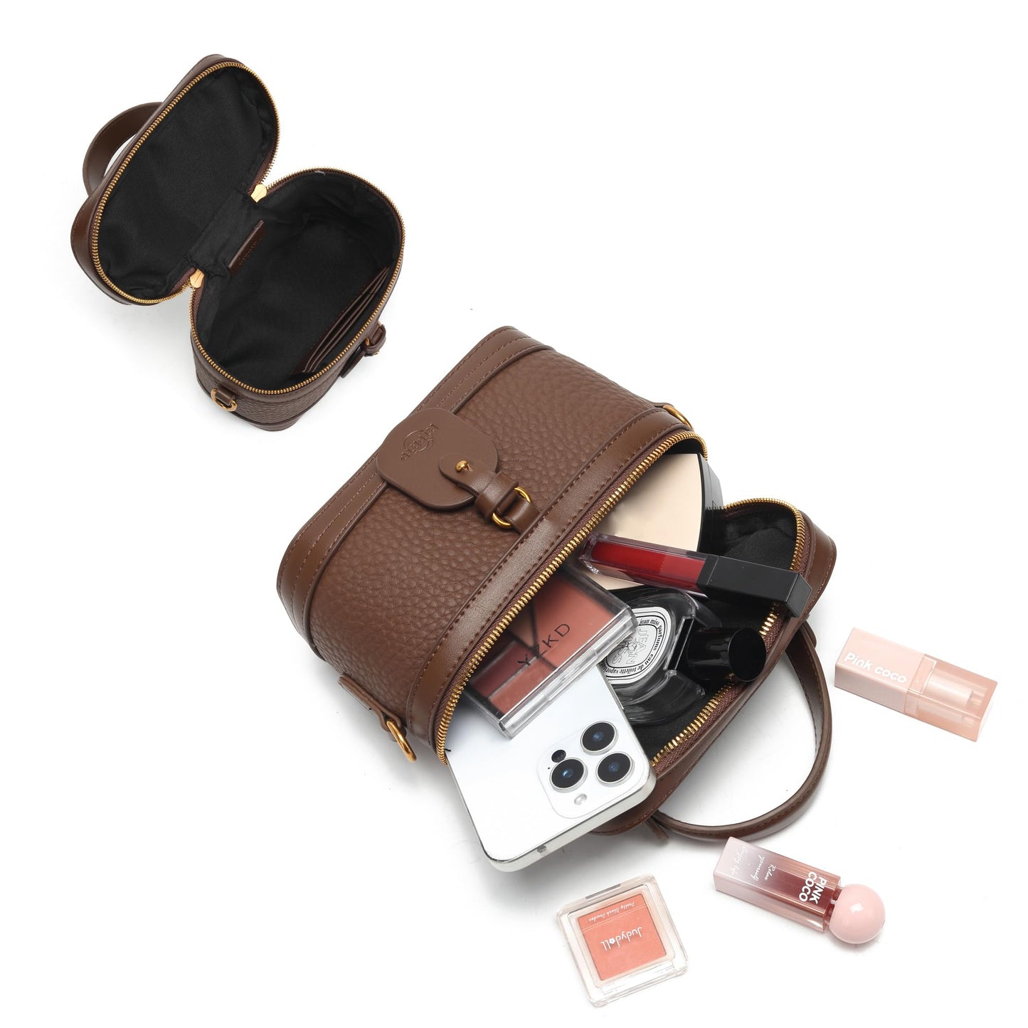 RTPRTP Small Crossbody Bag for Women, Mini Shoulder Handbag with Chain Strap, Brown Fashion Purse for Travel and Daily Use