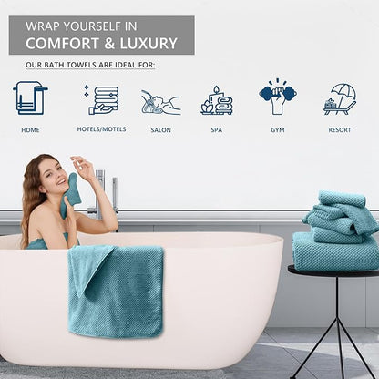 8 Piece Bathroom Towel Set |2 Oversized Large Bath Towels Sheet, 2 Hand Towels