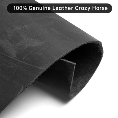 Real Leather Mens Bifold Wallet RFID Blocking Slim Minimalist Front Pocket - Thin & Stylish with ID Window in Gift Box (Crazy Horse, Black)
