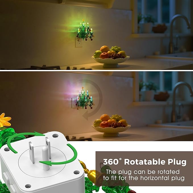 L LOHAS LED Christmas Night Light, Plug in Night Light with Dusk to Dawn Sensor, 3 Brightness Adjustable and RGB Mode, Ideal Nightlight for Christmas Home Decor