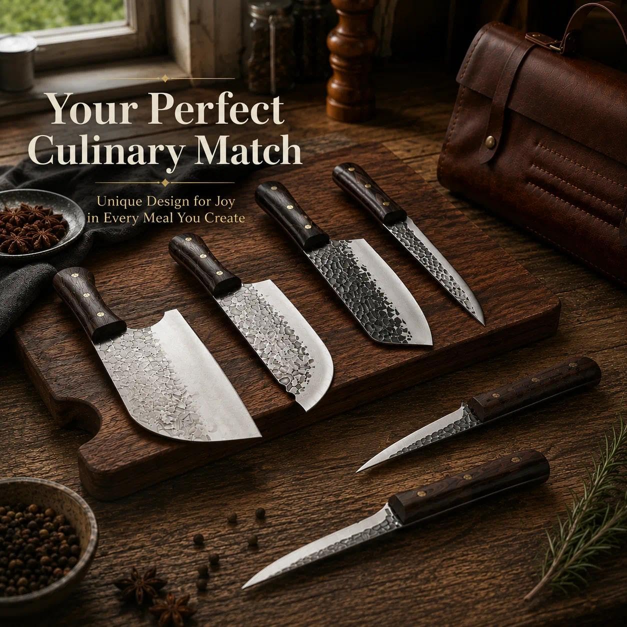 DRAGON RIOT Chef Butcher Knife Set for Meat Cutting with Roll Bag, 12 PCS Japanese Forged Chef Knives Set for Men and Women Gift for Men