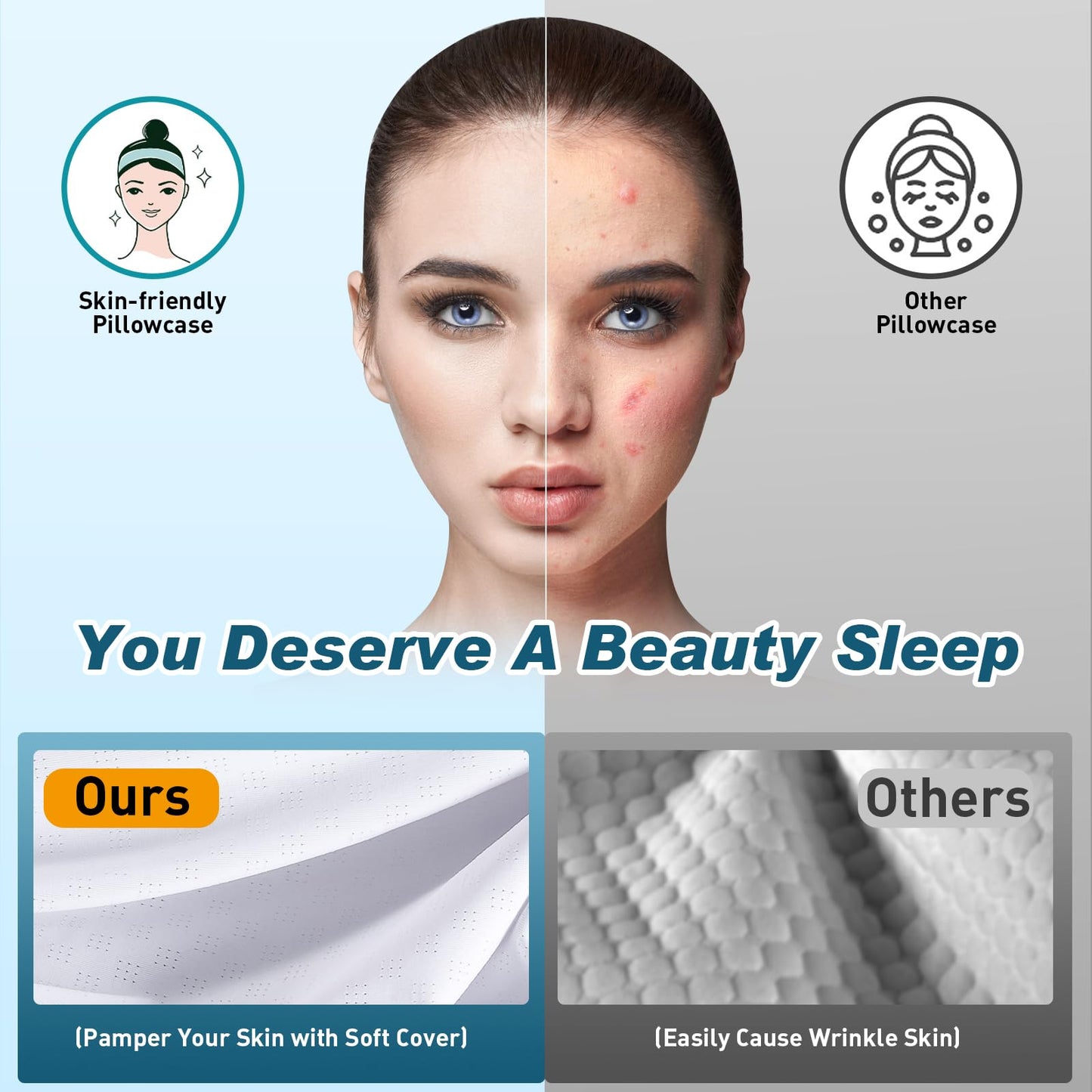 Cervical Neck Pillow for Pain Relief - Cooling Ergonomic Neck Support Pillow for Sleeping, Orthopedic Contour Memory Foam Pillows for Side, Back & Stomach Sleepers with Pillowcase (Grey)