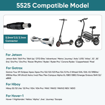 UL Listed 42V 2A Electric Scooter & Hoverboard Charger, 6-in-1 Multi-Plug Scooter Power Adapter Compatible with Segway, Jetson, Gotrax, Ninebot