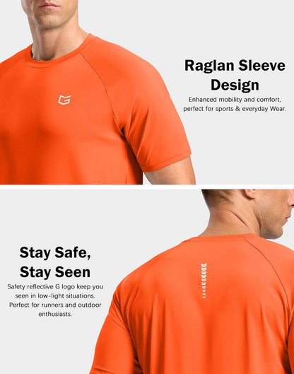 G Gradual Men's Athletic Workout T-Shirts Moisture Wicking Cooling Running Shirts Short Sleeve Performance Tee for Gym Tennis(Orange,XL)