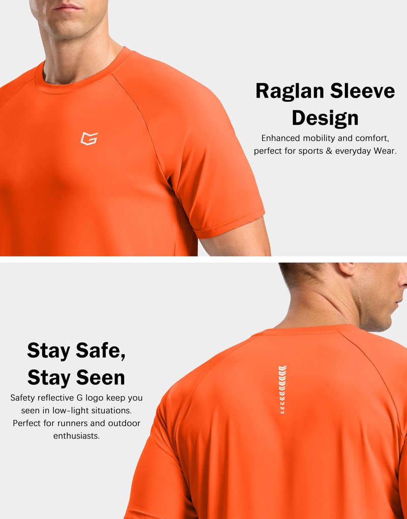 G Gradual Men's Athletic Workout T-Shirts Moisture Wicking Cooling Running Shirts Short Sleeve Performance Tee for Gym Tennis(Orange,4XL)