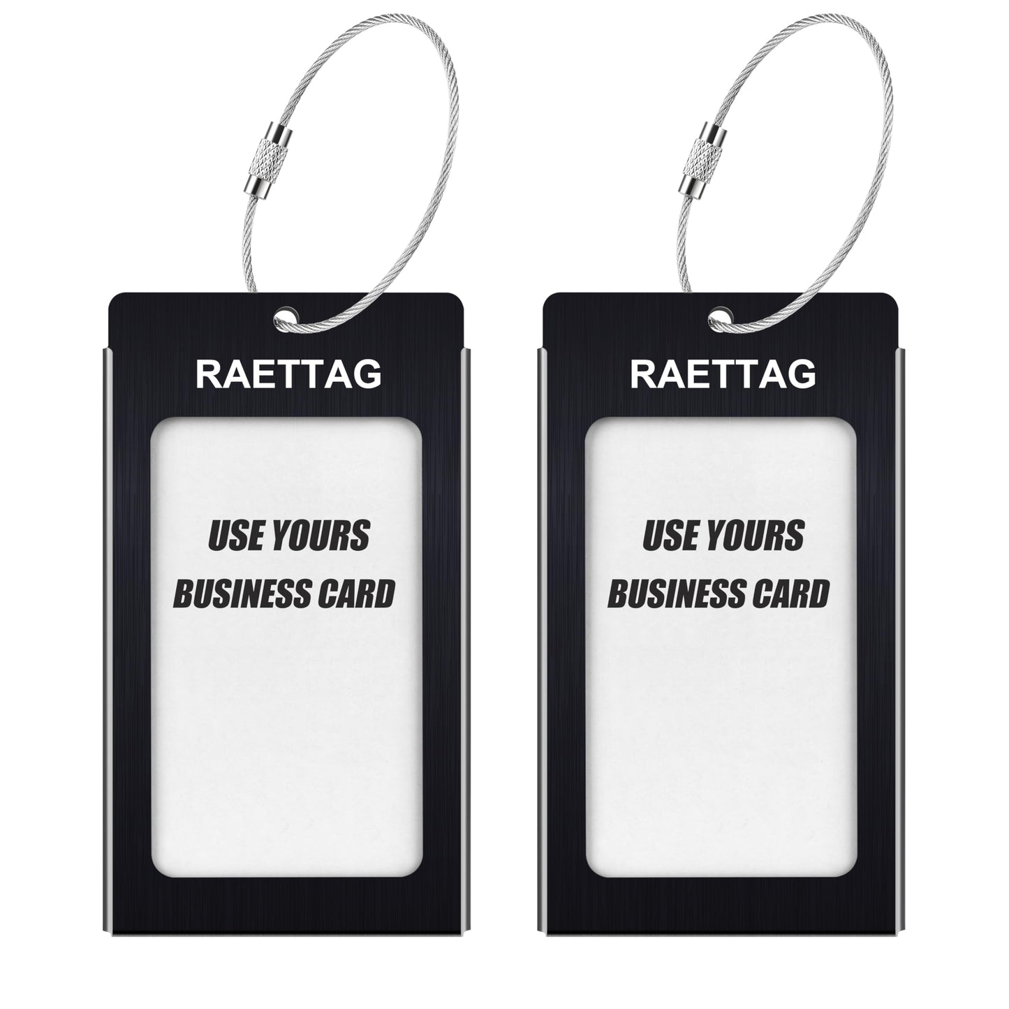 WeBravery Luggage Tags Metal Suitcase Tags Travel Bag ID Identifier Luggage Tag (Black 2-Pack)