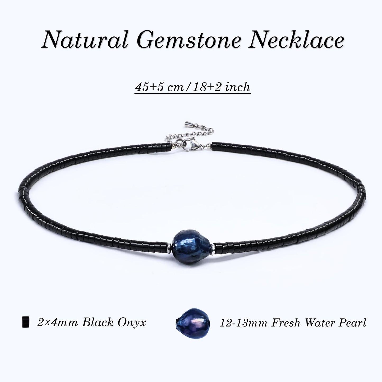 TIYO Mens Necklace Black Pearl Pendant Men’s Beaded Necklace for Men Jewelry Beach Surfer Necklaces for Fathers, Boyfriend, Husbands Gifts (01 black, 18")