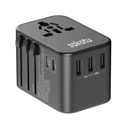 Universal All in One 35.5W Worldwide Travel Adapter with PD&QC 3.0 Dual USB-C, 3 USB Travel Adapter Worldwide, International Power Adapter with Type I C G A Outlets 110V 220V A/C-EU Euro US UK