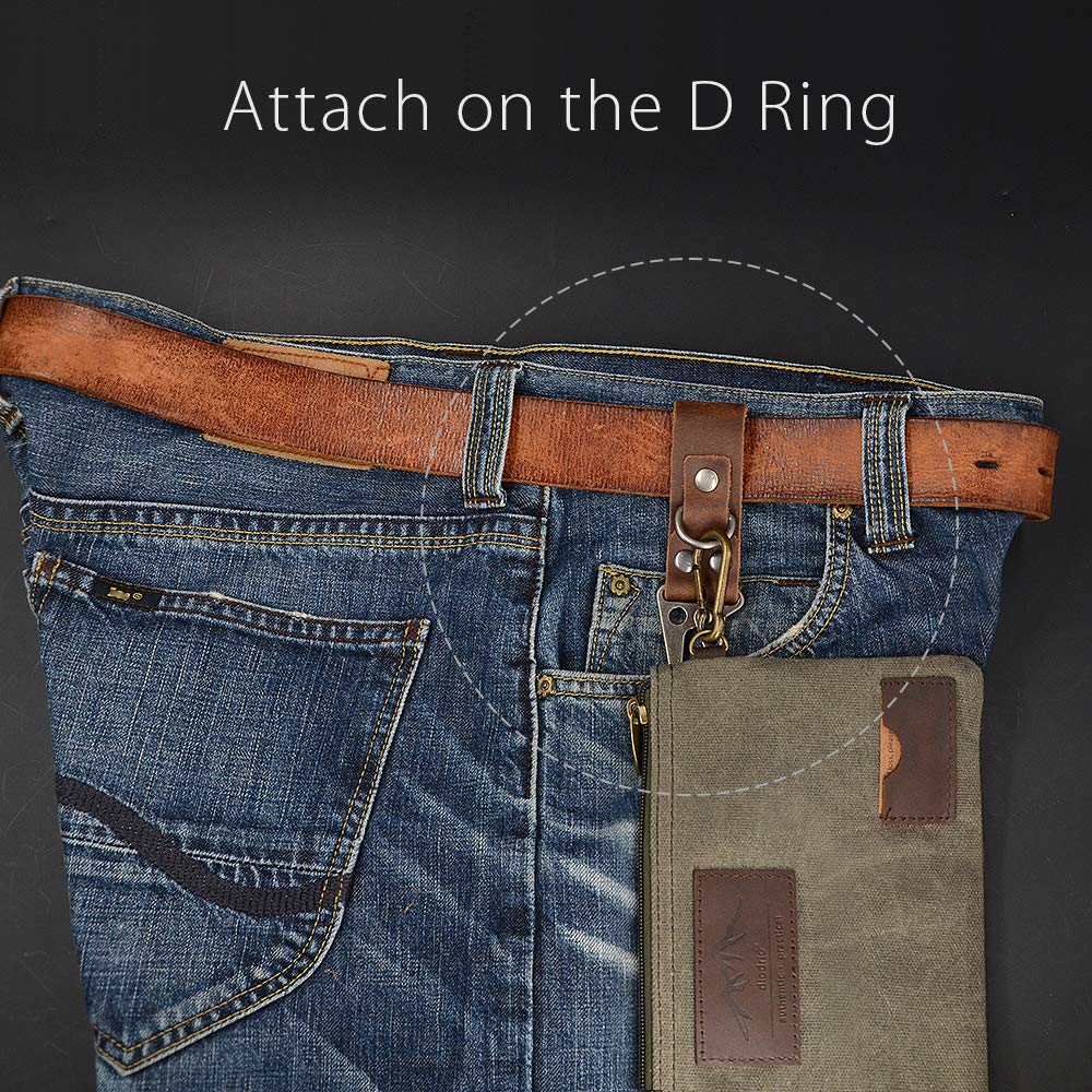 diodrio EDC Leather Strap Keychain, Belt Clip Key Ring Fob Holder, Chestnut. 2 per Pack.